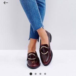 NEVER WORN ASOS loafers in burgundy/black